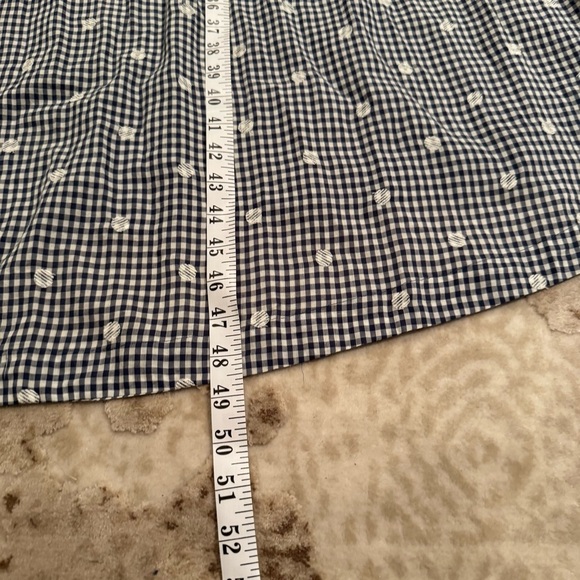 Madewell Faux Wrap Embroidered Gingham Check in preppy Navy Midi Dress Tie Waist - Picture 11 of 16
